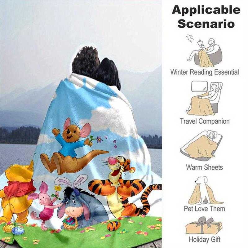 1pc,Winnie the Pooh and Friends Easter Egg Hunt Blanket Soft Throw for Home Decor, Couch Cover, Outdoor Use, Travel
