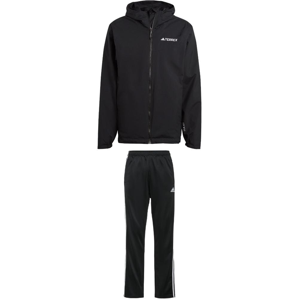 

Adidas Solid Color Comfortable Breathable Hooded Jacket Knit Long Pants Casual Sports Suit Men suit Black IP1435+TR30PR-BW XL