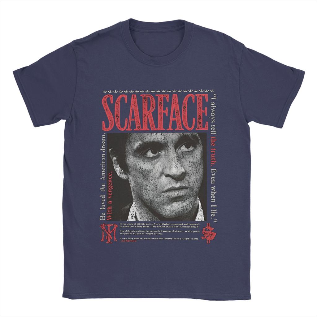 Fun 90s Classic  Movie Scarface  T-Shirts for Men Crew Neck Pure Cotton T Shirts  Short Sleeve Tees Big Size Tops