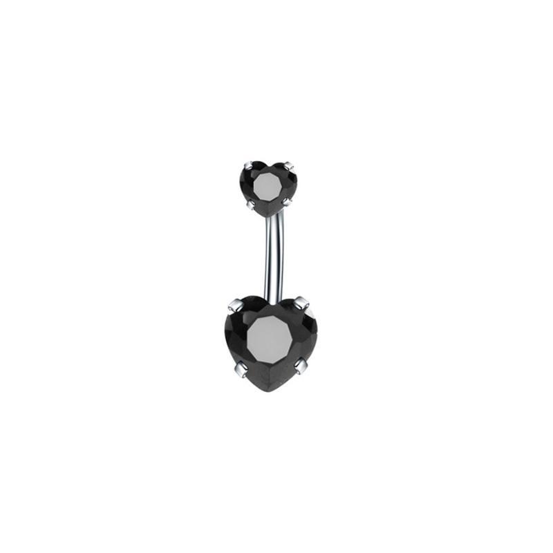 Heart Crystal Belly Button Rings Shiny Silver Stainless Steel Piercing Jewelry for Beach Holiday Accessories
