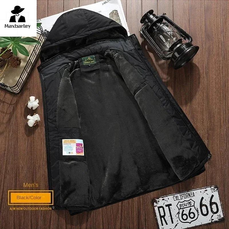 Chaqueta polar de invierno para hombre, chaqueta acolchada de algodón gruesa e informal, abrigo a prueba de viento con capucha a la moda para hombre, parkas de talla grande