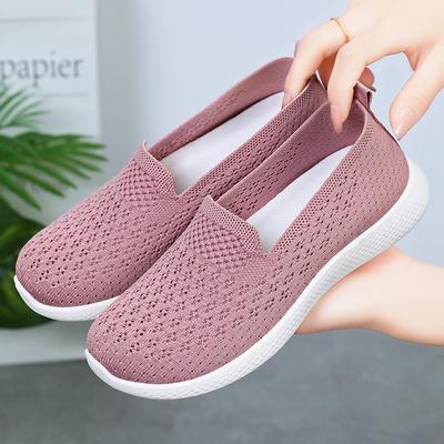 Shoes for Women's New Summer Flying Knit Shoes Casual Single Shoes Shoes Soft Sole Breathable Middle-aged Mother Shoes Women