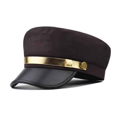 Leather Gold Edged Flat Top Hat for Men and Women, Beret Hat, Breathable Duck Tongue Octagonal Hat, Suitable for Outdoor Leisure