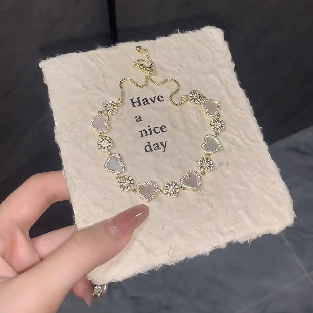 Electroplated Zircon Sun Love Bracelet Niche Sweet Versatile Bracelet Temperament Light Luxury High-end Jewelry Women