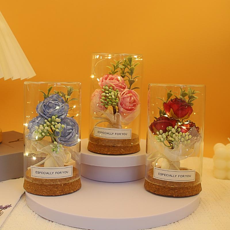 Valentine's Day gift cork wishing bottle LED luminous roses for girlfriends birthday Teachers' Day
