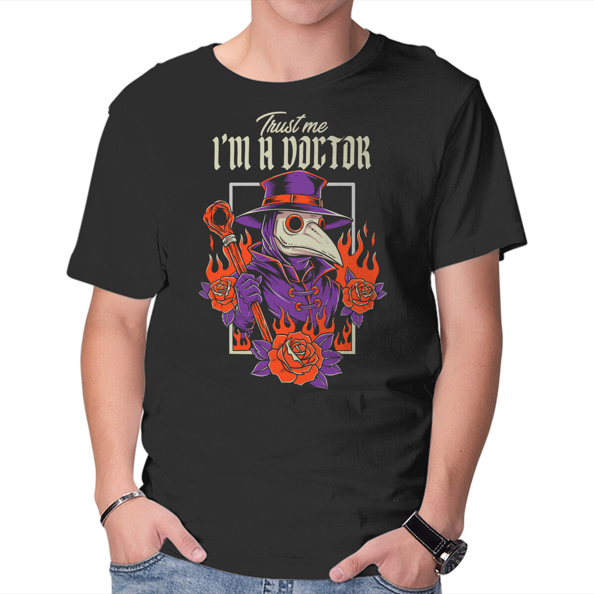 Unisex Crew Neck T-Shirt Trust The Doctor Graphic Short Sleeve Casual Tee XXXXL
