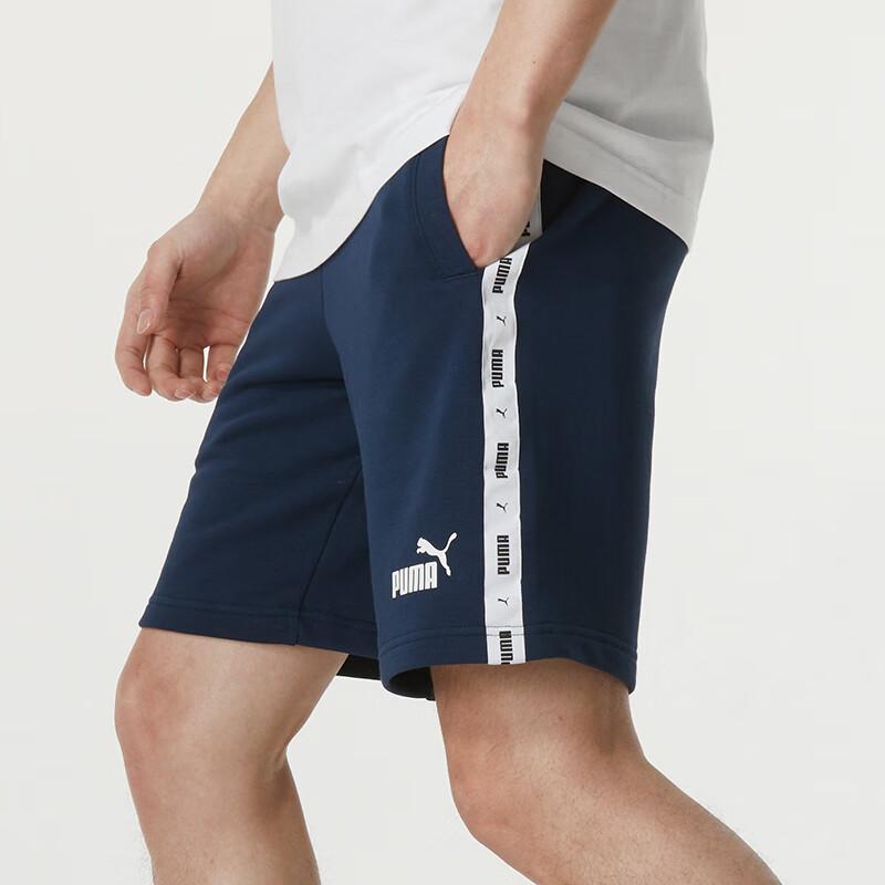 Puma Letter Print Side Logo Design Mid Waist Casual Shorts Men Shorts Navy-Blue 675697-14