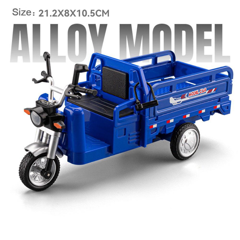 1:12 Tricycle 946 Retro Motorcycle Model Toy Car Sound Light Shock Absorption Express Delivery Vehicle Models Collection Gifts