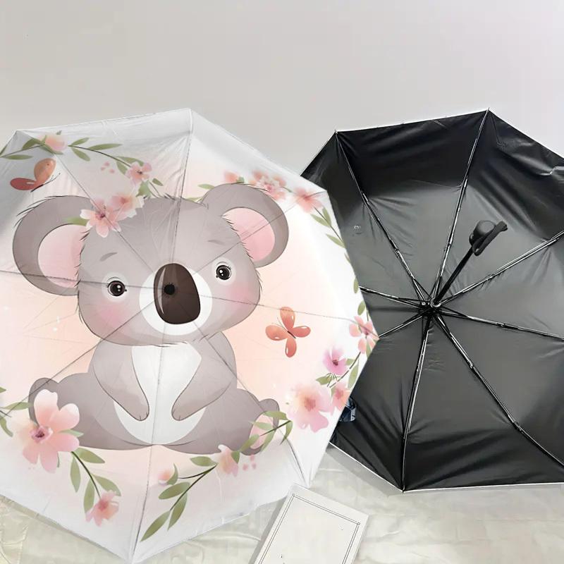 1pc Koala Flowers Pattern Umbrella  Automatic Opening and Closing Umbrella, High Quality Umbrella, Ideal Gift for Her 264
