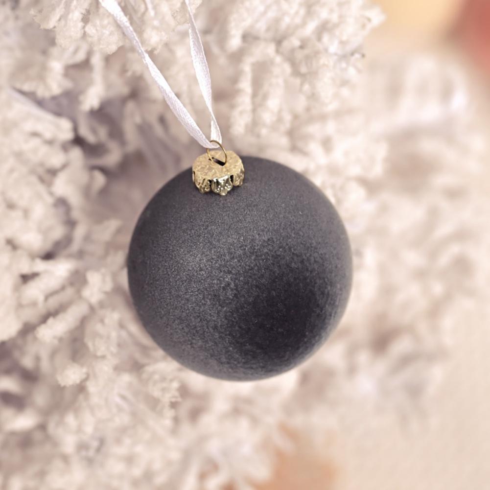 12pcs Christmas Ball Ornaments Set 2.36inch Velvet Christmas Balls with Hanging Hoop Tree Decorations for Home Decor Xmas Party