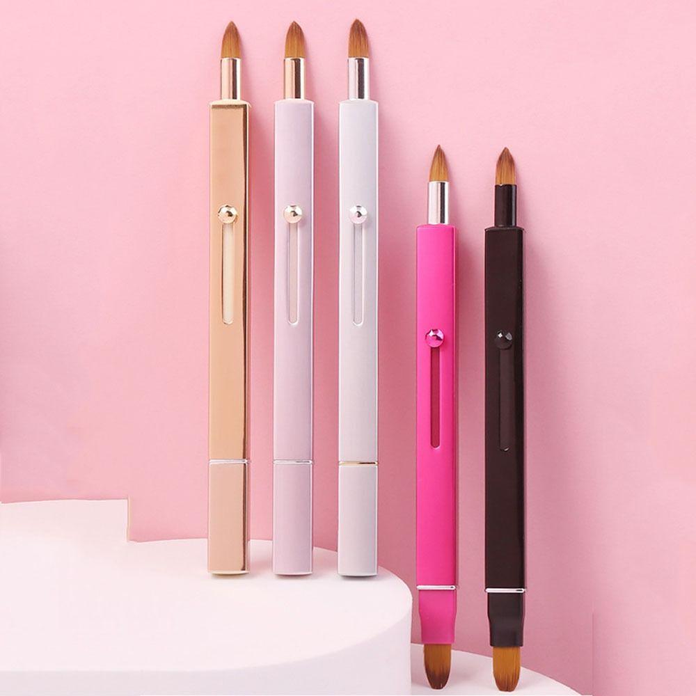 Aluminium Tube Retractable Lip/brow Brush Telescopic Double-ended Lipstick Brush  Make Up Tools