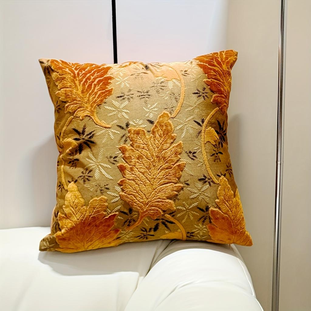 Double Sided Fall Maple Leaf Throw Pillow Cover Rustic Orange Botanical Print Decorative Cushion Case For Sofa Couch Home Decor