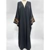 Women's Muslim Cardigan Embroidered Outer Drape Bat Sleeve Dress Embroidered Simple Long Skirt