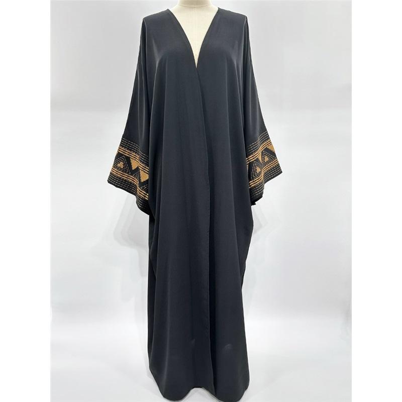 Women's Muslim Cardigan Embroidered Outer Drape Bat Sleeve Dress Embroidered Simple Long Skirt