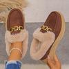 Large size platform sneakers women's autumn and winter new European and American style comfortable rough edge low-top warm cotton shoes