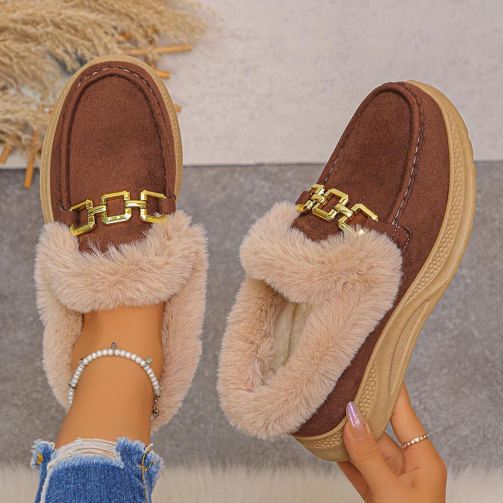 Large size platform sneakers women's autumn and winter new European and American style comfortable rough edge low-top warm cotton shoes