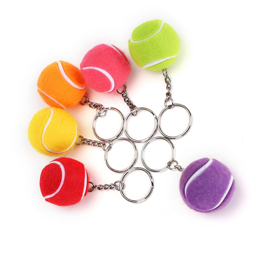 6pcs Tennis Ball Keychain Keyring Pendant Decoration Gift Multi Colors for Bags Key 4cm