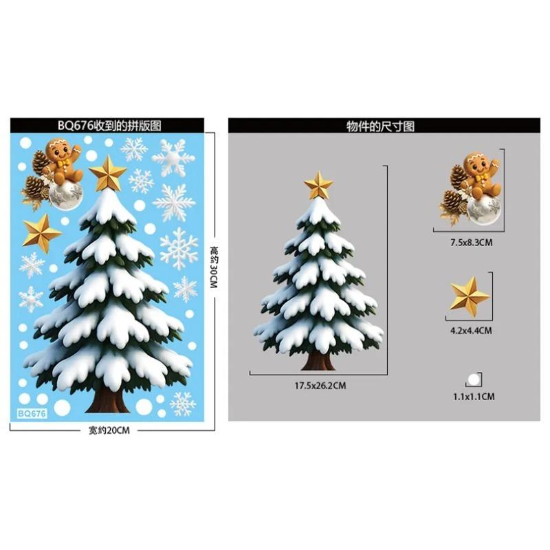Christmas Window Stickers Xmas Tree House Snowflake Glass Decal Merry Christmas Decoration Home Navidad Gifts Noel