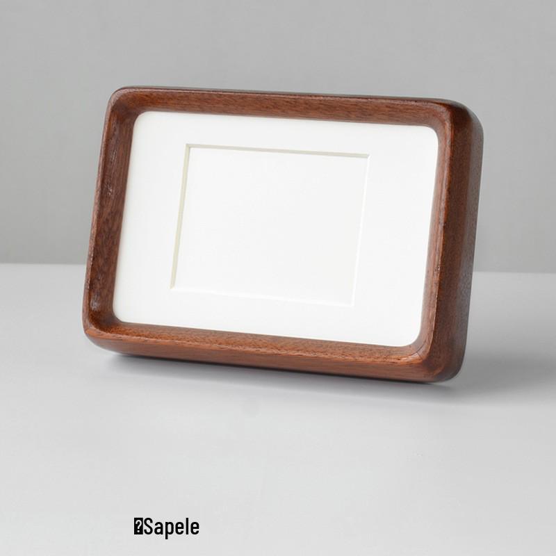 Contemporary Black Walnut Solid Wood Mortise & Tenon Photo Frame with Rounded Corners