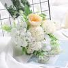 1/5/6Pcs Artificial Rose Bouquet 7 Fork Fake Silk Flower with Green Leaves Home Wedding Party Table Centerpiece Indoor Outdoor Faux Bloom Decoration