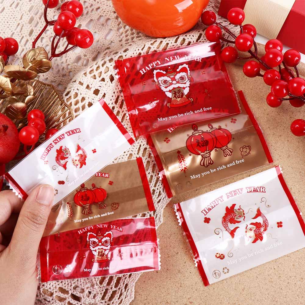 100pcs Handmade Snowflake Crisp Packaging Bag Transparent New Year Sealing Bag Snack