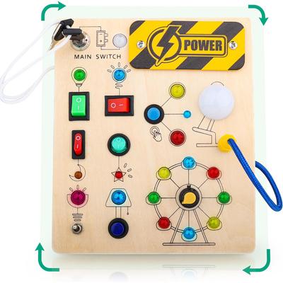 Montessori Kleinkind Schalter Busy Board - Holz LED Leuchtende Busy Boards Aktivitäten Sensorisches Pädagogisches Lernen Reisespielzeug