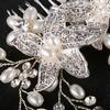 SLBRIDAL Handmade Rhinestones Crystal Pearls Floral Wedding Hair Comb Bridal Hair Accessories Bridesmaids Women Hair Jewelry
