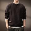 Men's Retro Two-Piece Look Color Block Ribbed Knit Sweater, Autumn Winter Casual Loose Henley Collar.