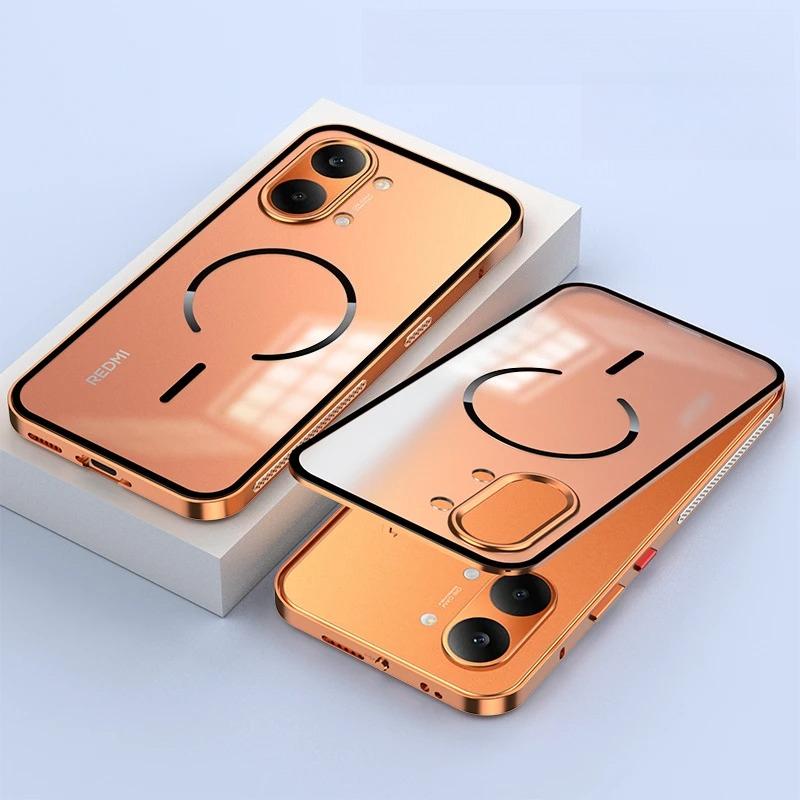 Aluminium Alloy Frame Snap-on Design Magnetic Case for Xiaomi POCO X8 Pro Max Redmi Turbo 5Max Matte Transparent Acrylic Cover