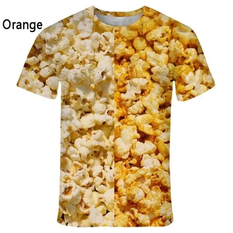 Fashion Popcorn 3D Printed Funny T Shirts Men's And Women's Clothing Summer Short Sleeve T-Shirt Unisex Streetwear Tops Tees