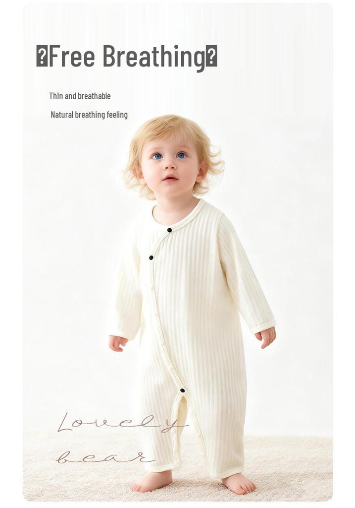 Baby Pure Cotton Long Sleeve Air Conditioning Pajamas - Soft, Skin-Friendly, Breathable, Four Seasons Bodysuit