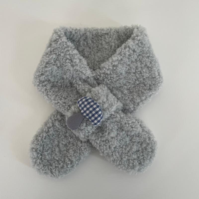 Korean Cartoon Mushroom Kids' Scarf: Unisex, Thickened Crossed Neck Warmer