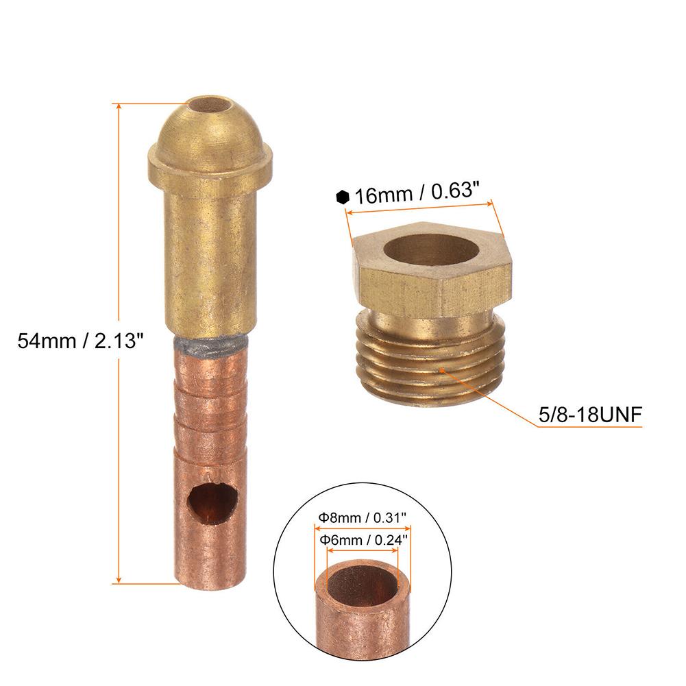 Copper TIG Welding Torch Fitting Connector Adapter Fitting For WP26 TIG Welding Torch 8 Mm Outer Diameter 5/8-18UNF Connector