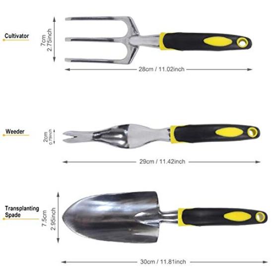 gardening tool including a stainless steel hand transplanting pruning garden and a seed with a storage tote Perfect for and and 13-piece set, shovel,
