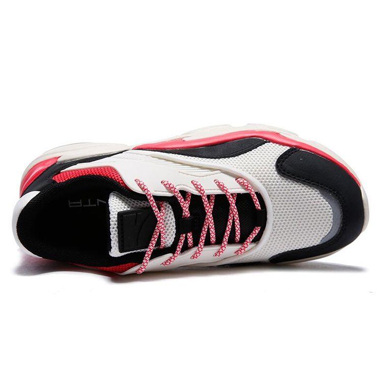 Anta Lifestyle Series Wear-Resistant Non-Slip Retro Low-Top Dad Shoes Women Sneaker White Black Red 12848883-12