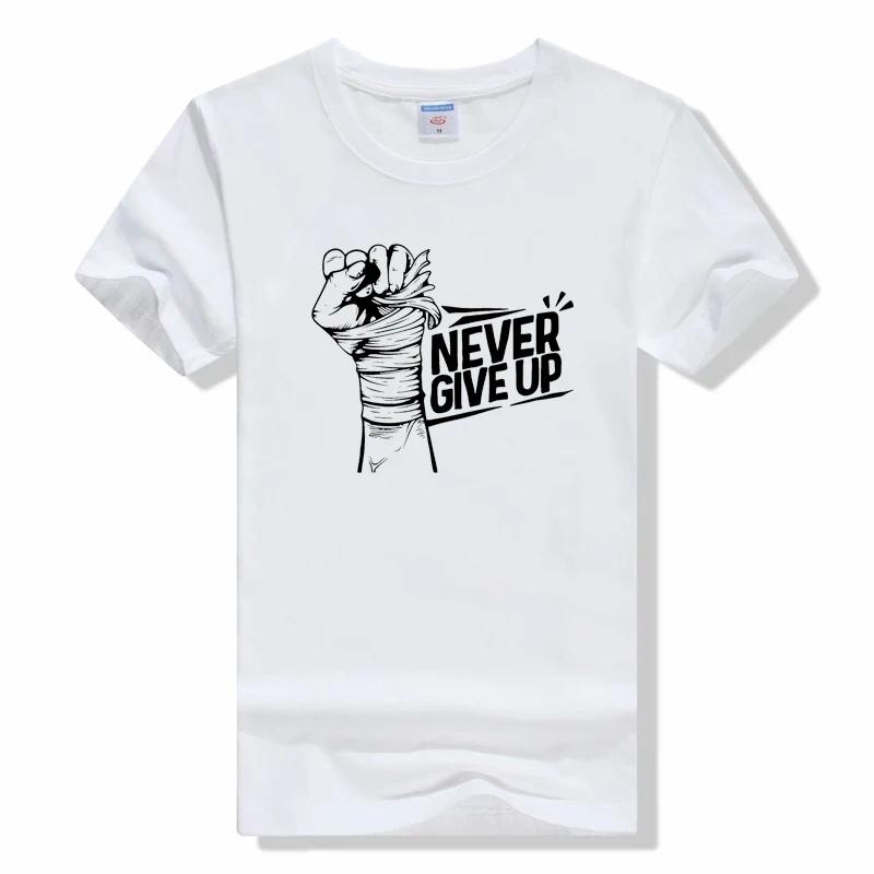 Never Give Up O-Neck Man T-Shirt Casual Cotton Shirt Summer Tops Tees unisex sport short sleeved letter t shirt