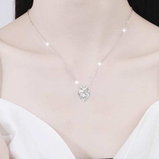 Graduation Necklace Grad Cap Pendant Necklace Rhinestone Mortarboard Heart Charm Necklace Class of 2026 Graduation Gift for College Graduate Daughter