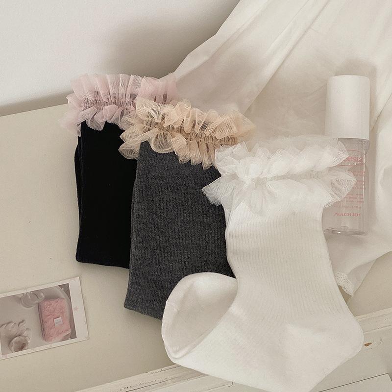 Women's Spring and Summer New Style Net Lace Lace Ballet Windtube Stack Socks