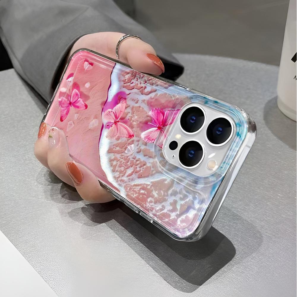 Wave Butterfly Phone Case for iPhone 17 16 15 14 Plus 13 12 11 Pro Max Back Cover 16 17 Air Soft Phone Case Cover Shell