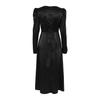 Autumn Black Fashion Thick Matte Satin Satin Crew Neck Bubble Sleeve Commuter Sexy Dress Women's Clothing