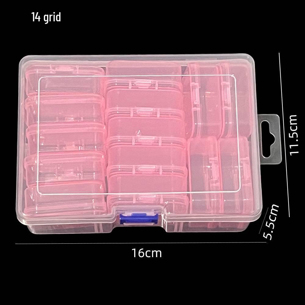 5.5" Small Square 14-Compartment Detachable Transparent Pill & Jewelry Storage Box for Craft & Diamond Painting (185g)