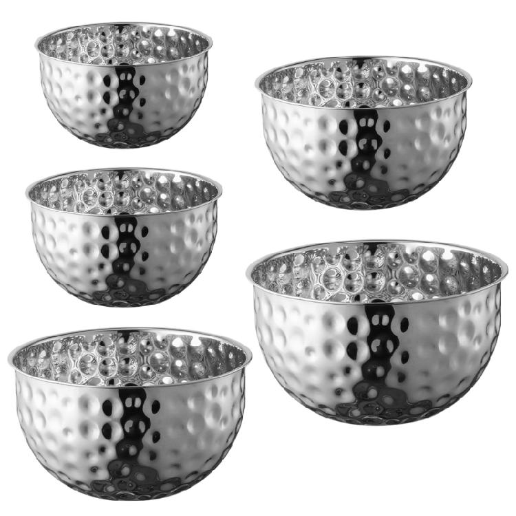 

Heavy Duty 304 Nonrust Steel Hammered Salad Tray Serving Bowl Suitable For Family Gatherings And Outdoor Picnics серебряный
