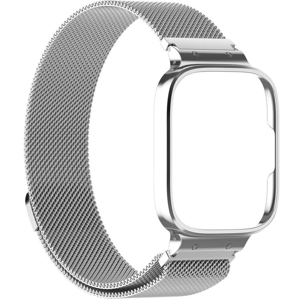 Mailänder Armband mit Gehäuse für Xiaomi Redmi Watch 3 Active, Silber