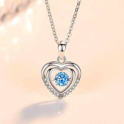 Double Love Heart-warming Necklace for Women, Japanese and Korean Simple Beating Heart Pendant Collarbone Chain Sweater Chain Neck Chain