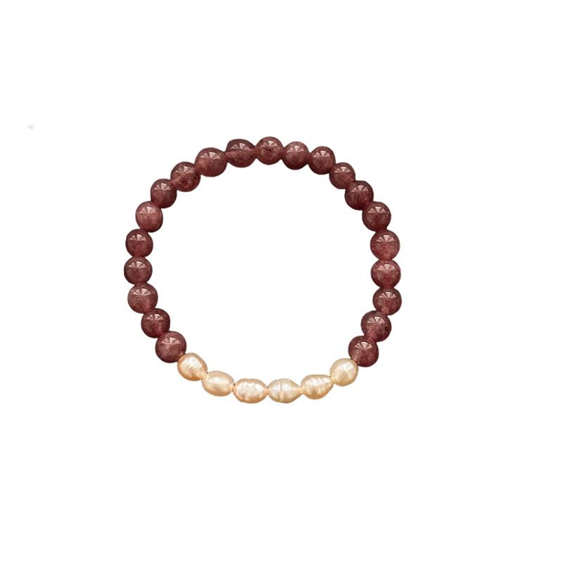 Light Luxury Niche Design Delicate Sweet Stackable Pearl Strawberry Crystal Bracelet For Women