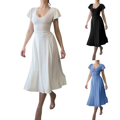 Women's Camisole Dress Sexy Cocktail Dresses For Women Evening Party Elegant Strappy Square Collar Flying Sleeve Dress