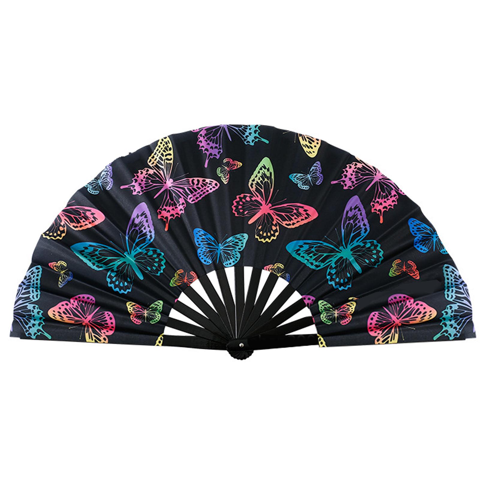 

Складной веер со свечением в УФ-свете для танцев в линию, музыкальной вечеринки, дрэг-квин, хлопающие веера для танцев в линию