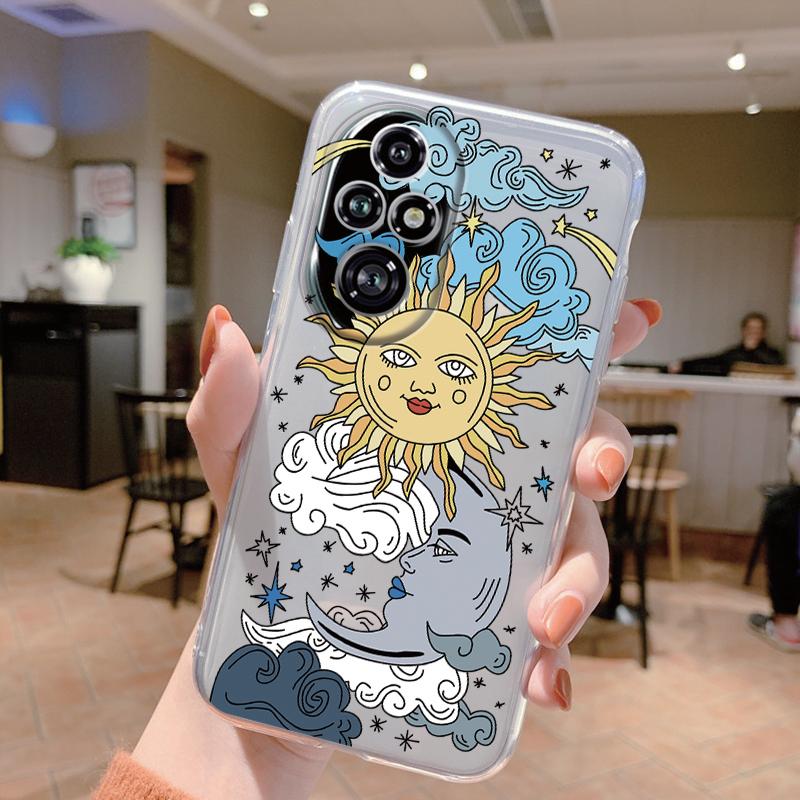 Für Honor 200 Pro Handyhülle Mode Blume Transparente Rückseite Für Honor 200Pro Weiches TPU Silikon Anti-Drop Bumper Fundas