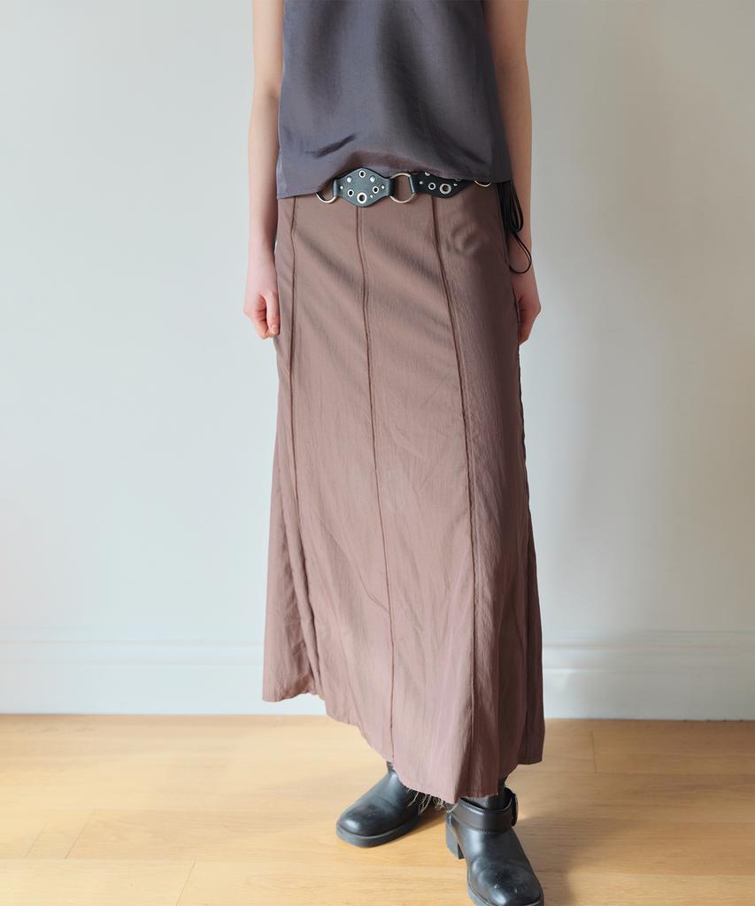 Hombadittingjeu Classic Panel Midi Skirt (Brown)