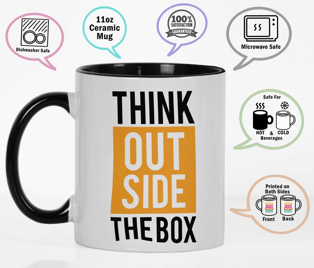 Inkdotpot Think Outside The Box Inspirational Positive Quotes 11Oz Ceramic  Coffee  Mug